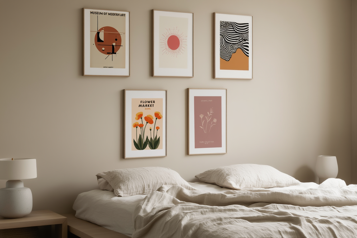 5 Modern Art Prints – Contemporary Gallery Wall Collection for Living Room, Bedroom & Office Decor - Hakyarts