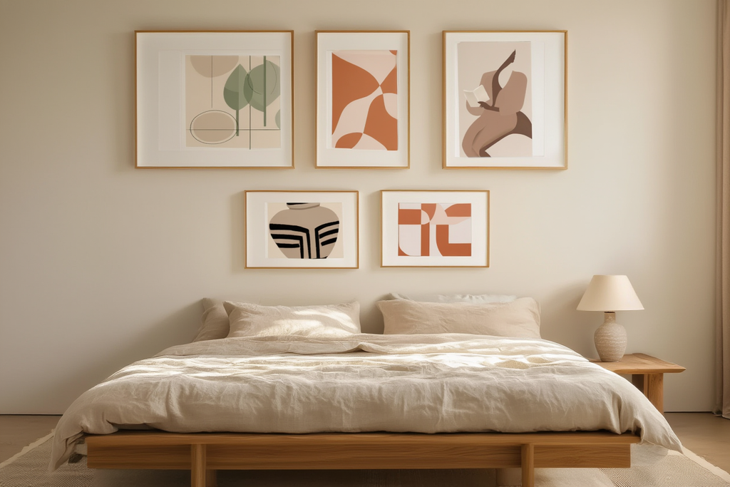 5 Geometric Earth Tone Women Line Art Prints – Abstract Modern Wall Art Collection for Living Room, Bedroom & Studio Decor - Hakyarts