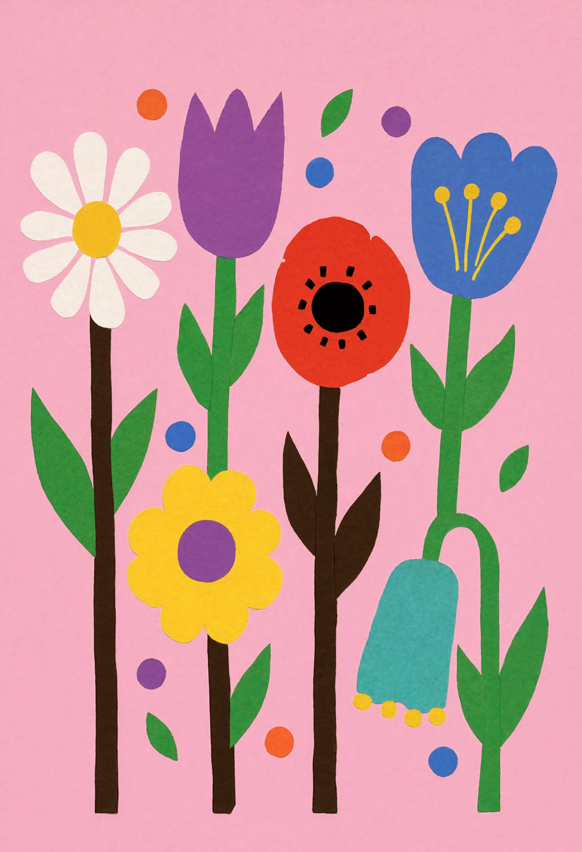 Cutout Floral Variation | Contemporary Floral Wall Art Print