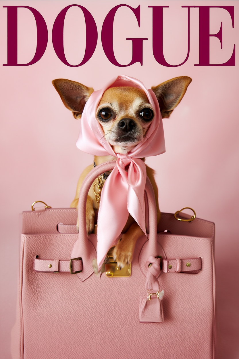 Set of 4 DOGUE Wall Art Prints | Handbags Collection | Fashion Dog Posters | Minimalist Pet Decor