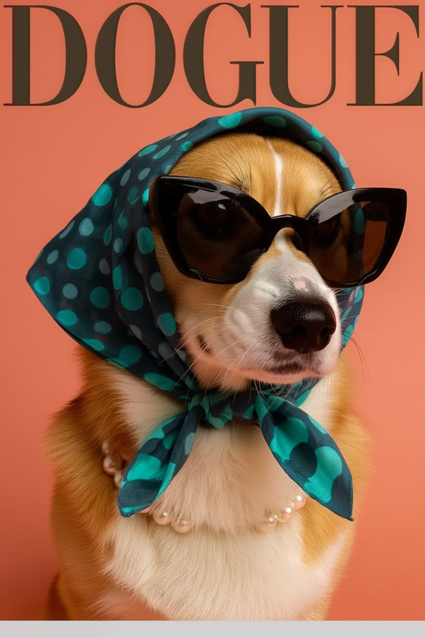 Set of 4 DOGUE Wall Art Prints | Sunglasses Collection | Fashion Dog Posters | Minimalist Pet Decor
