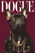 Dogue – French Black Bulldog Fashion Cover – Minimalist Wall Art Print