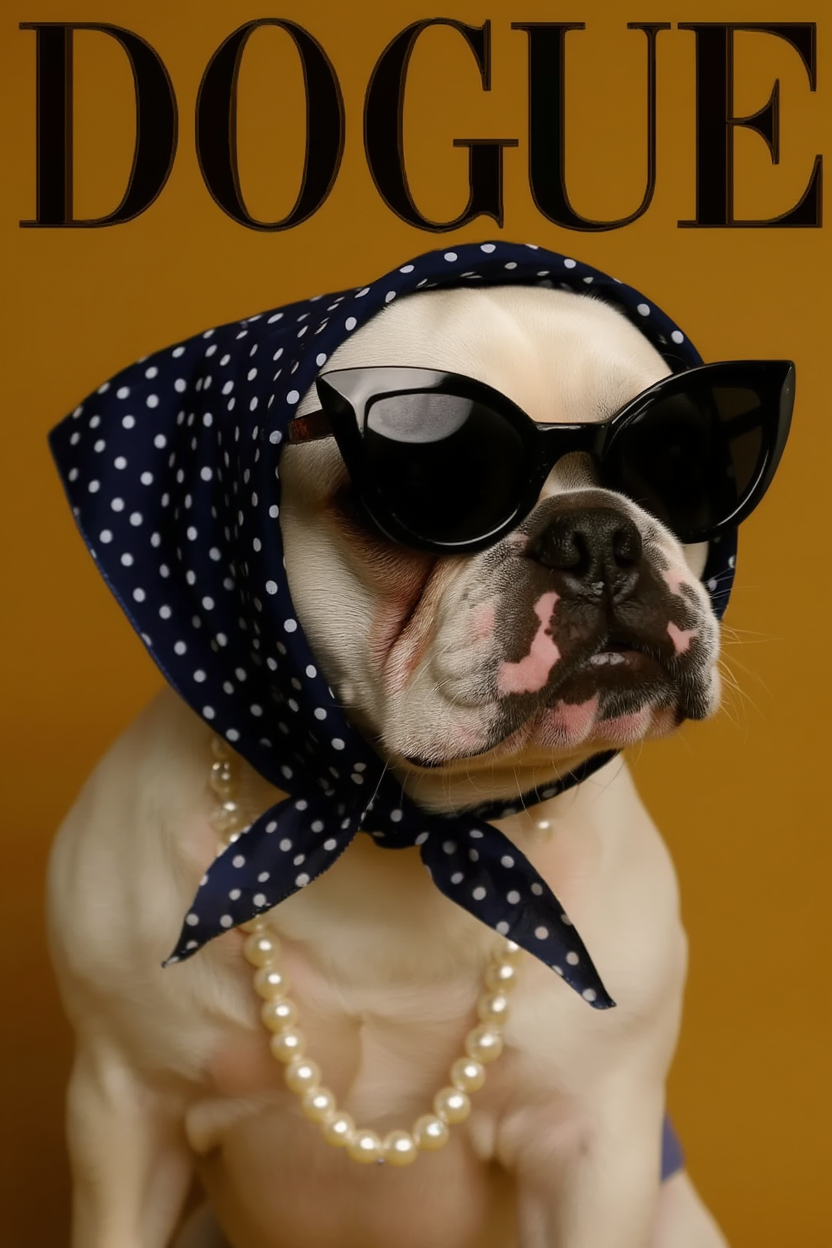 DOGUE – French Bulldog Mustard Wall Art Print | Bold Fashion Dog Poster | Minimalist Pet Decor