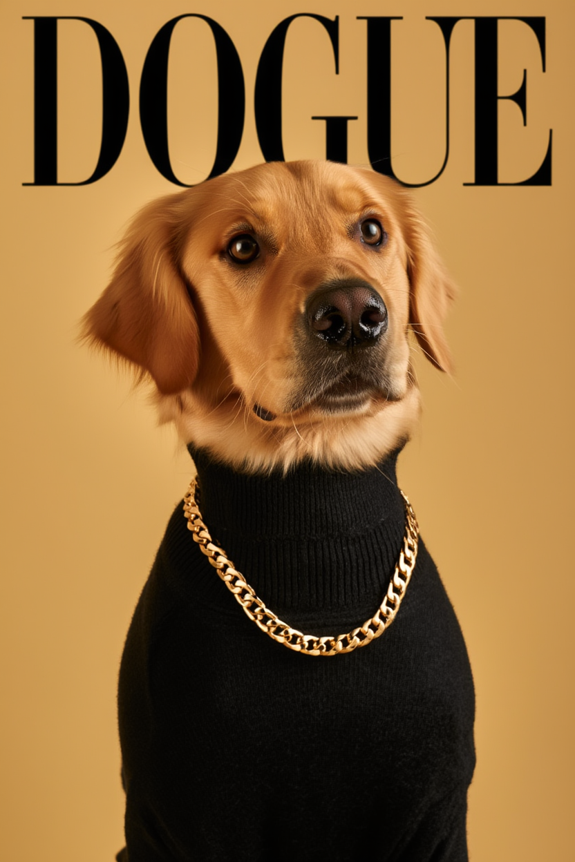 Dogue – Golden Retriever Fashion Cover – Minimalist Wall Art Print