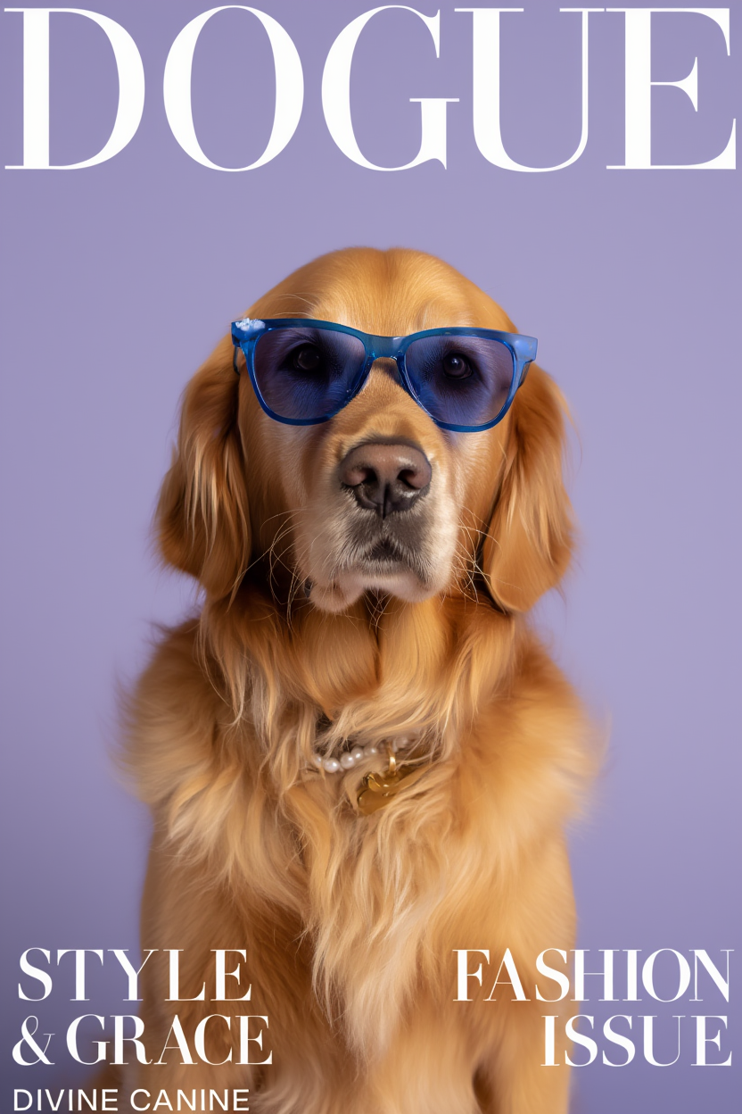 DOGUE – Golden Retriever Lavender Wall Art Print | Chic Fashion Dog Poster | Minimalist Pet Decor