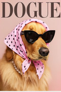 DOGUE – Golden Retriever Pink Wall Art Print | Chic Fashion Dog Poster | Minimalist Pet Decor