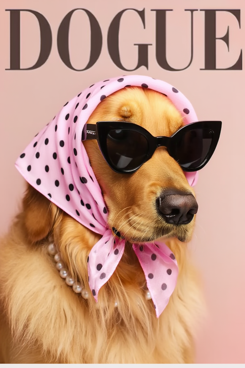 Set of 4 DOGUE Wall Art Prints | Sunglasses Collection | Fashion Dog Posters | Minimalist Pet Decor