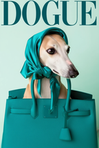 DOGUE – Whippet Teal Wall Art Print | Minimalist Fashion Dog Poster | Elegant Modern Pet Decor
