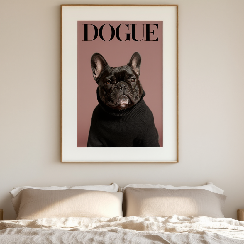 Dogue – French Bulldog Fashion Cover – Minimalist Wall Art Print