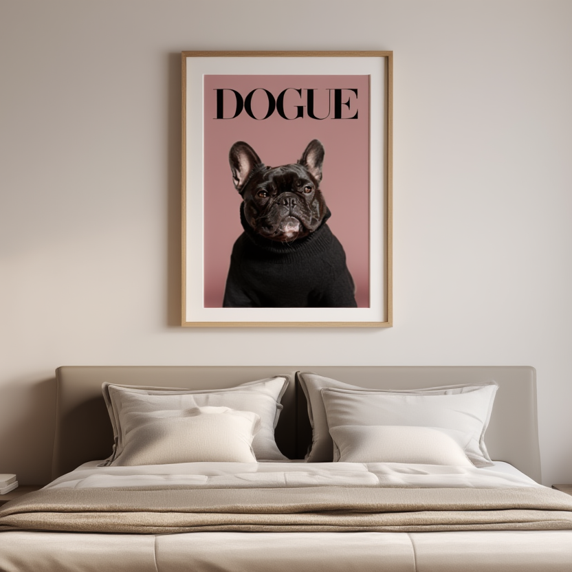 Dogue – French Bulldog Fashion Cover – Minimalist Wall Art Print