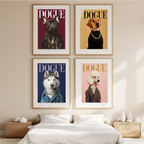 Set of 4 DOGUE Wall Art Prints | Collars Collection | Fashion Dog Posters | Minimalist Pet Decor