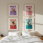 Set of 4 DOGUE Wall Art Prints | Handbags Collection | Fashion Dog Posters | Minimalist Pet Decor