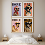 Set of 4 DOGUE Wall Art Prints | Sunglasses Collection | Fashion Dog Posters | Minimalist Pet Decor