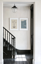Set of 2 Navy Abstract I + Monochrome Poppies in Striped Bowl | Scandinavian & Botanical Wall Art Prints