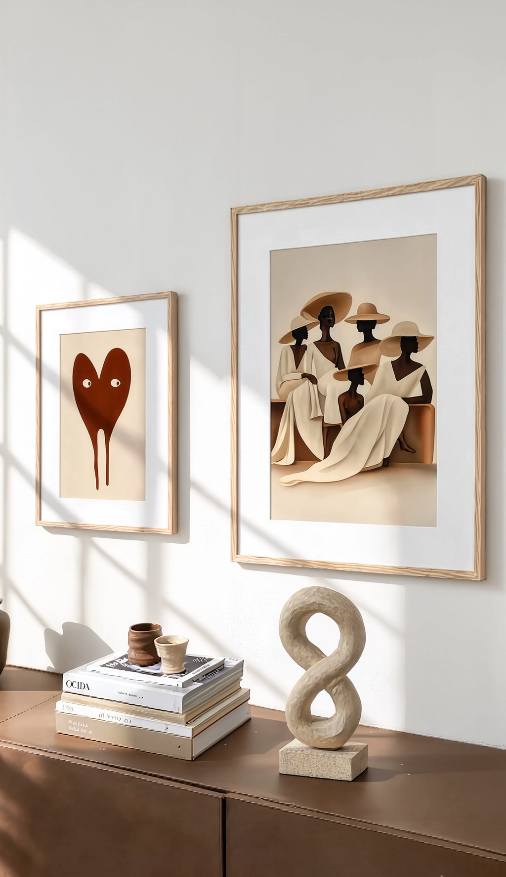 Set of 2 Contemporary Figurative Wall Art Prints – Elegant Together & Red Heart Character Gallery Set