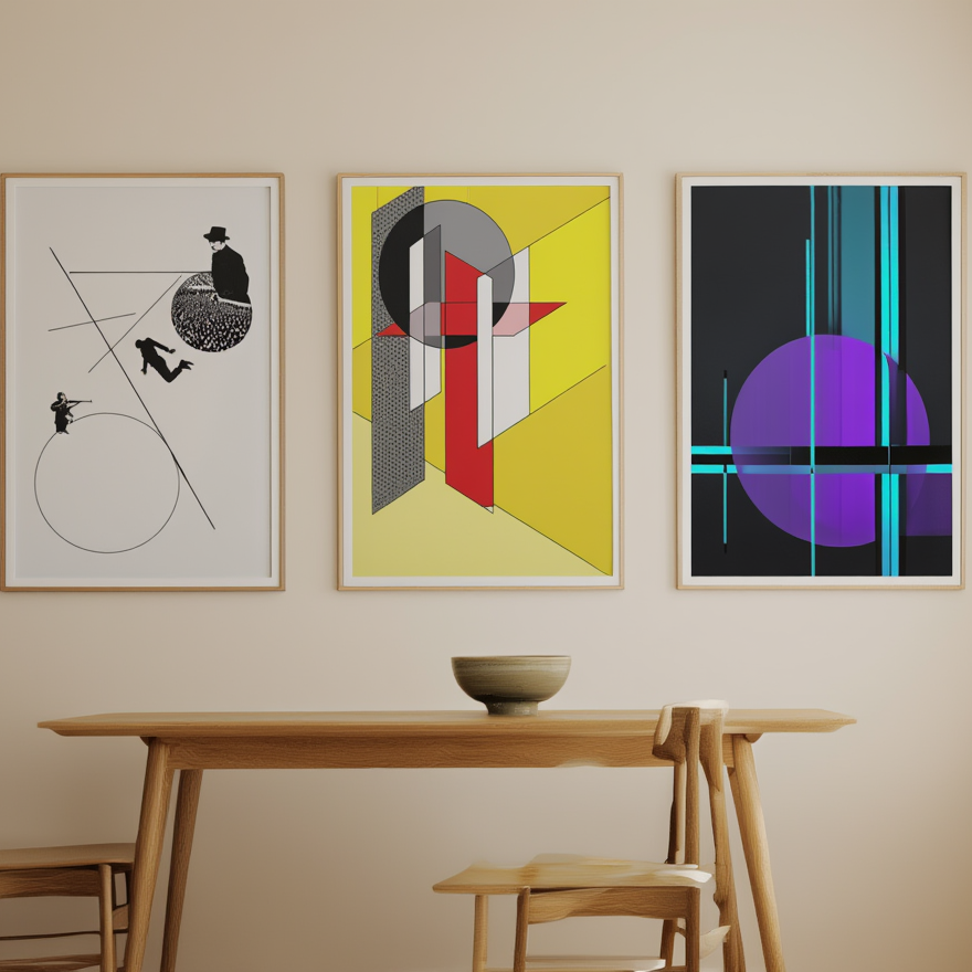 László Moholy-Nagy – 3 Modernist Prints | Abstract Geometric Art Collection