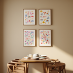 Set of 4 Italian Phrase Prints – “Amore”, “Bella Vita”, “Ciao Bella”, “Buona Giornata” Wall Art - Hakyarts