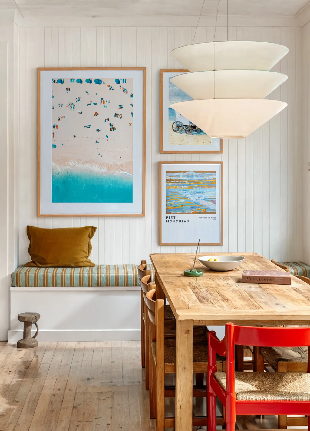 Set of 3 Coastal & Modern Art Prints | James Ensor Beach Landscape, Summer Day & Mondrian Dunes View