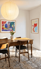 Set of 2 Red & Pale Blue Figurative Woman & Henri Matisse Luxembourg Gardens Prints | Contemporary Wall Art Set