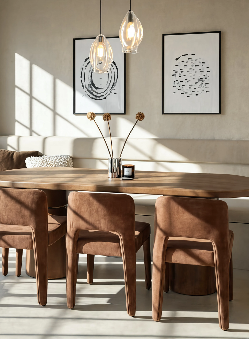 Set of 2 Ink Rings & Ink Dashes Prints | Contemporary Abstract Wall Art Set 50×70 cm