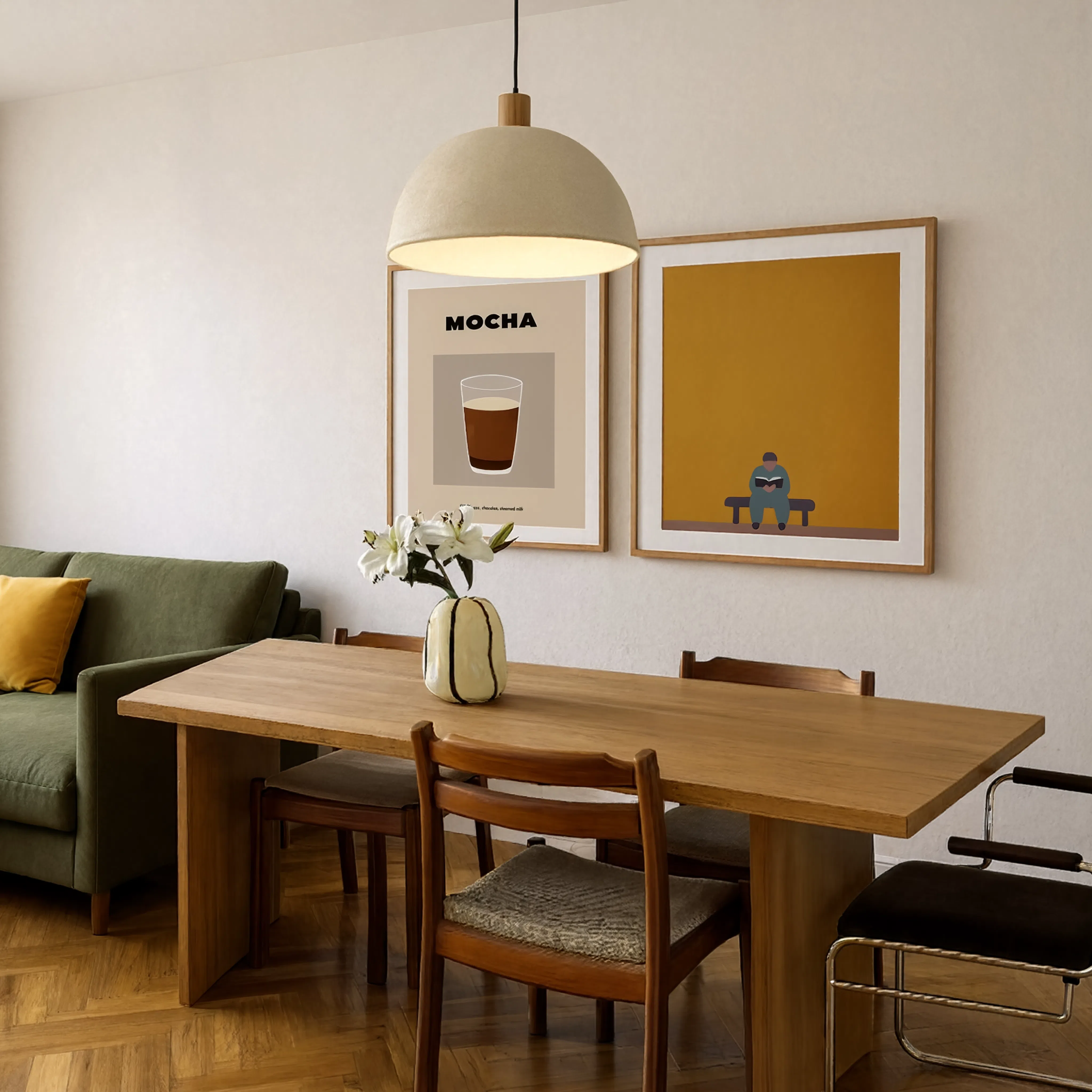 Set of 2 Minimalist Modern Wall Art Prints – Geometric Resonance & Mocha Coffee Gallery Set
