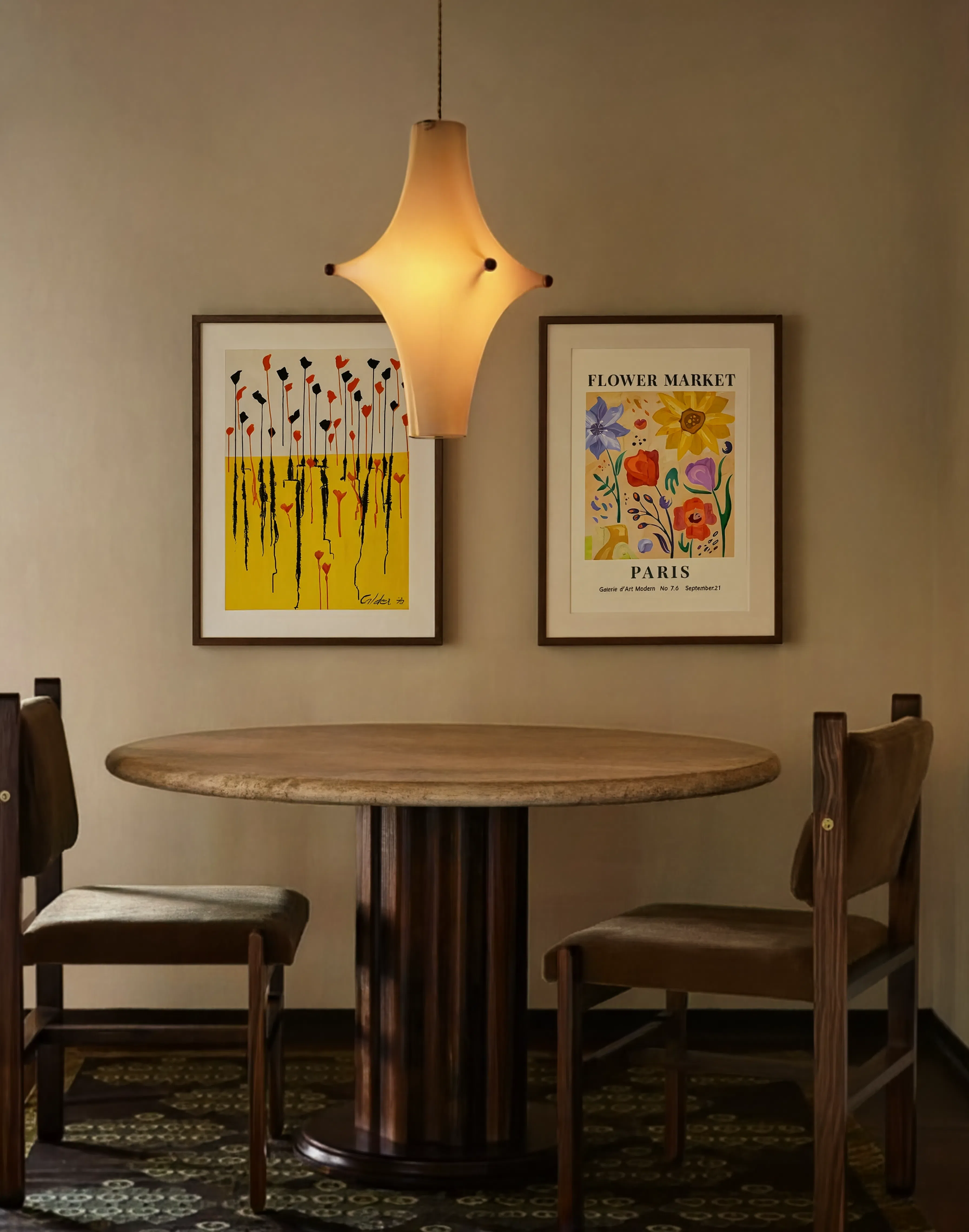 Set of 2 Floral & Nature-Inspired Art Prints – Paris Flower Market & Golden Meadow Gallery Set