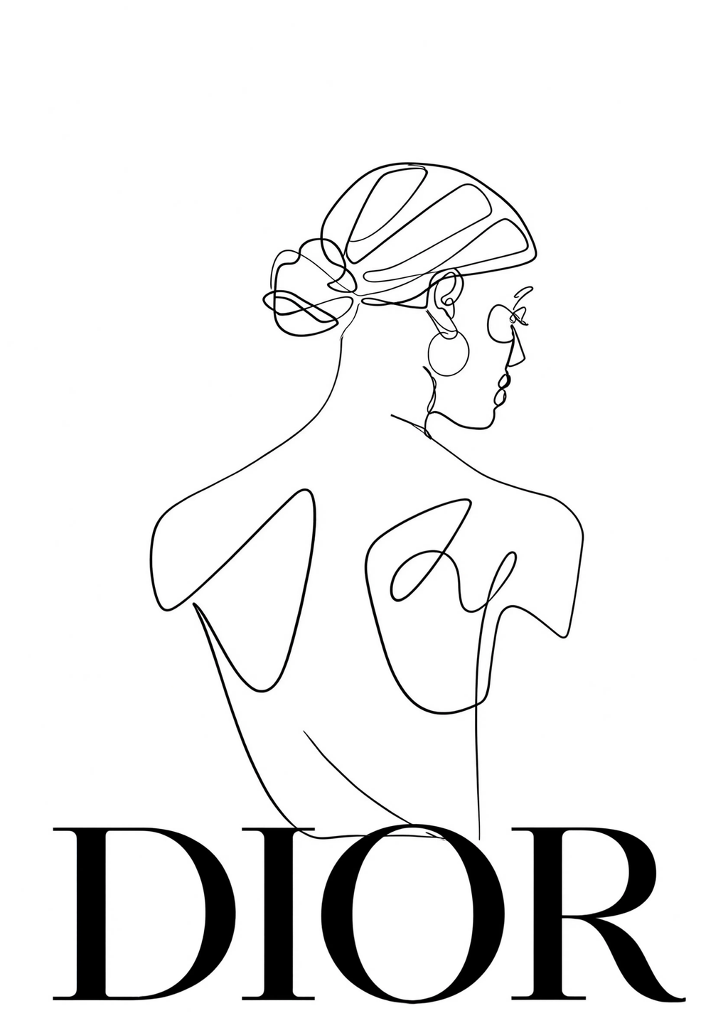 Woman Line Art Dior Poster | Minimalist Fashion Art Print