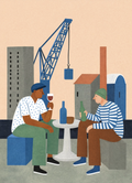 Dockworkers Folk Variation | Vintage Folk Figurative Wall Art Print