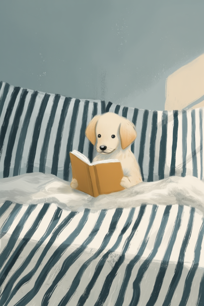 Dog Reading – Whimsical Minimalist Poster