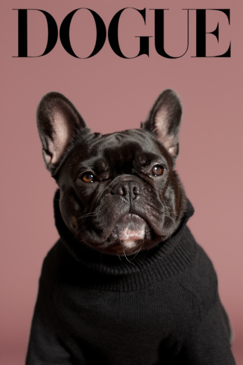 Dogue – French Bulldog Fashion Cover – Minimalist Wall Art Print