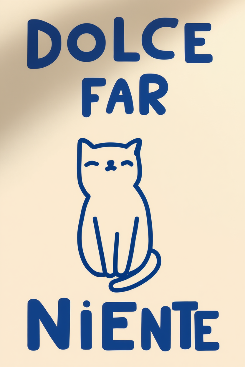 Set of 3 Dolce Far Niente Cat Whimsical Prints – “The Sweetness of Doing Nothing”
