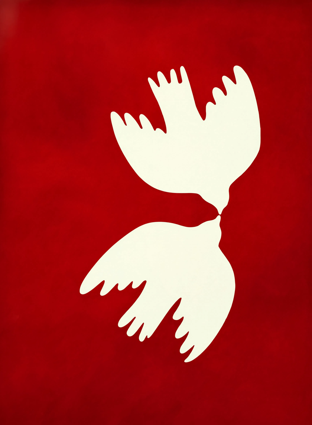 Set of 2 Dark Red Hue Abstract Shape + Doves in Red Hues | Contemporary Abstract & Bird Wall Art Prints