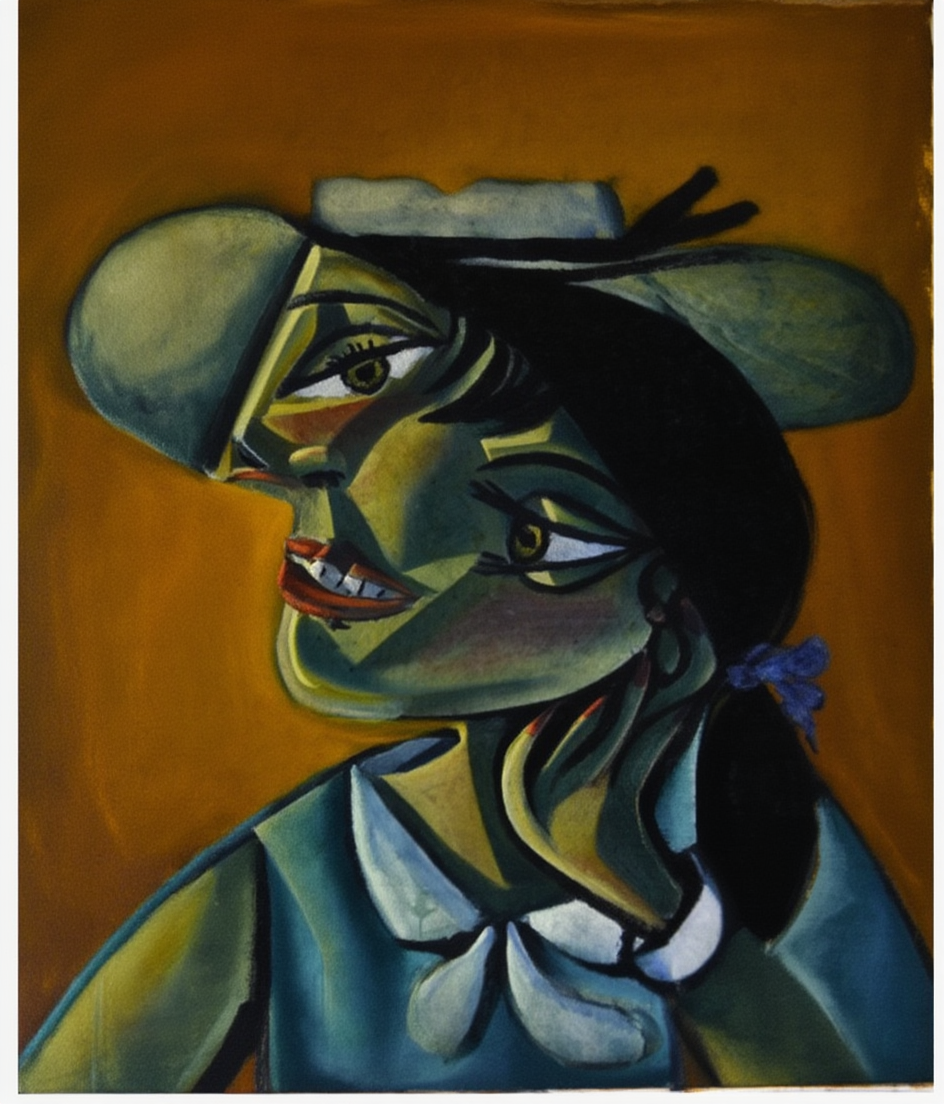 Blue Elegance – Surreal Woman in Hermine Print - Hakyarts