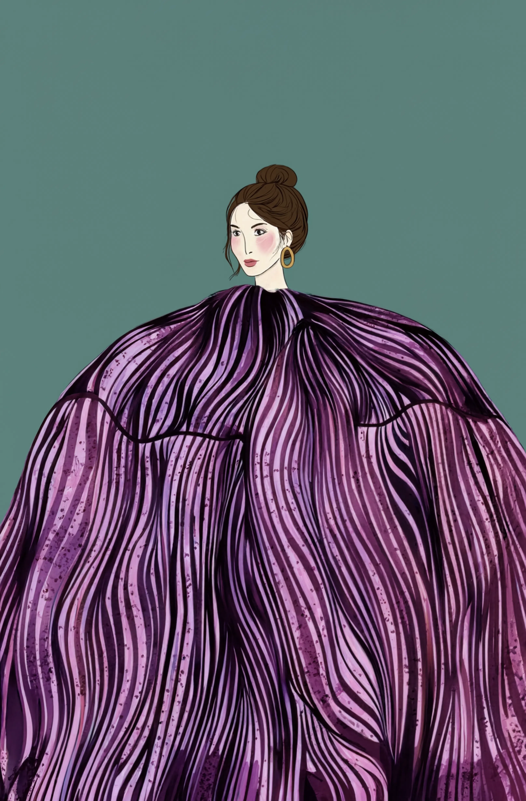 Draped Gown Print | Cool Hue | Contemporary Feminine Art Print