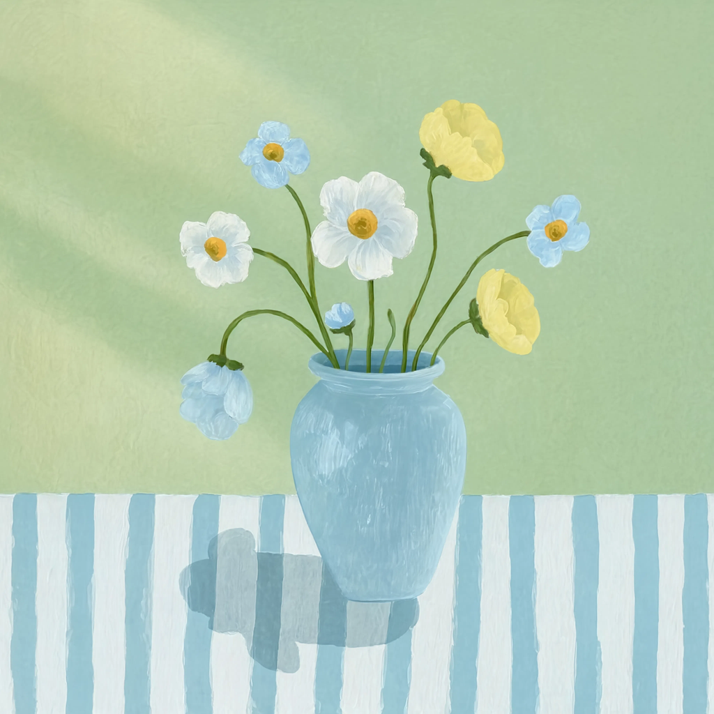 Duck Egg Blue Floral Variation II | Contemporary Botanical Wall Art