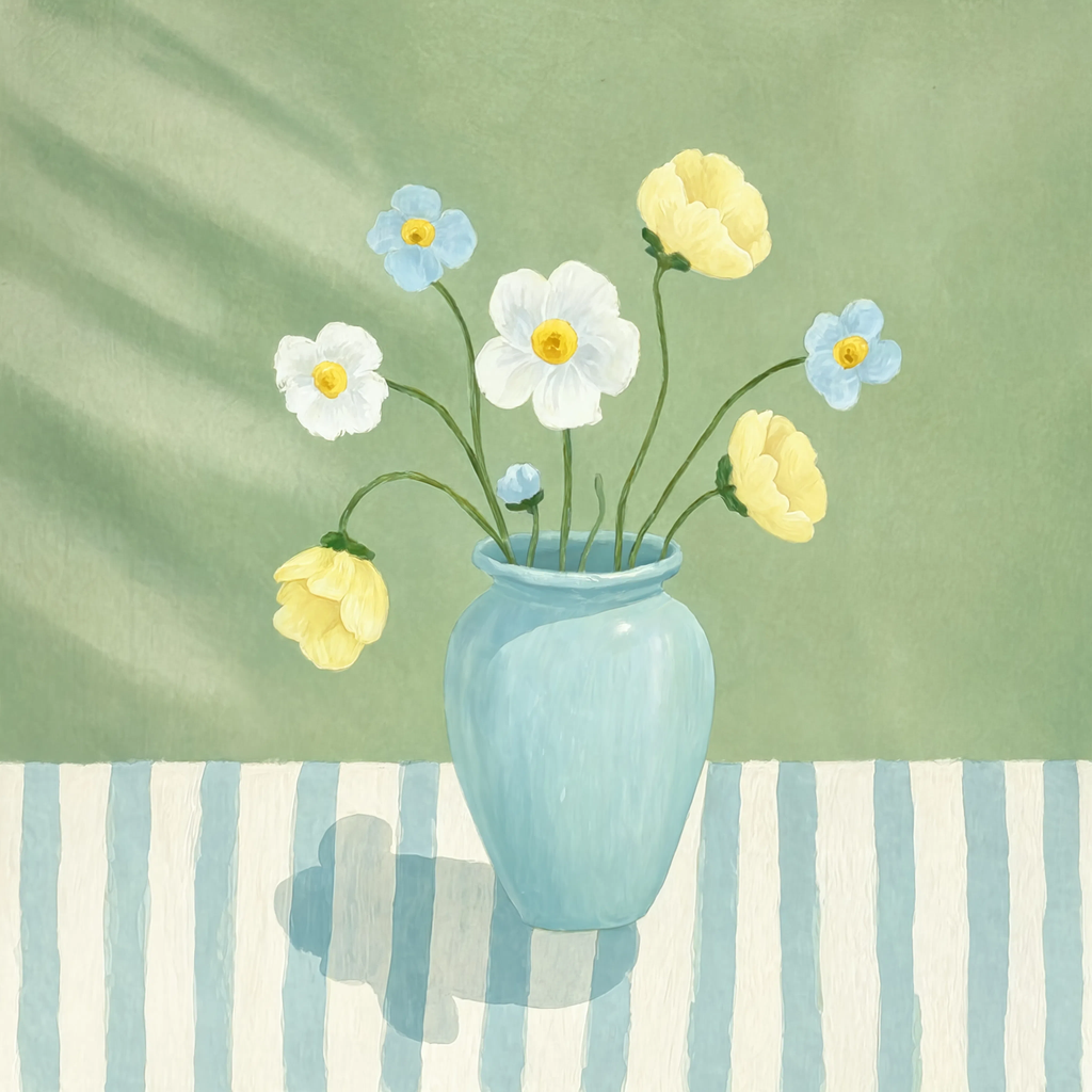Duck Egg Blue Floral | Contemporary Botanical Wall Art