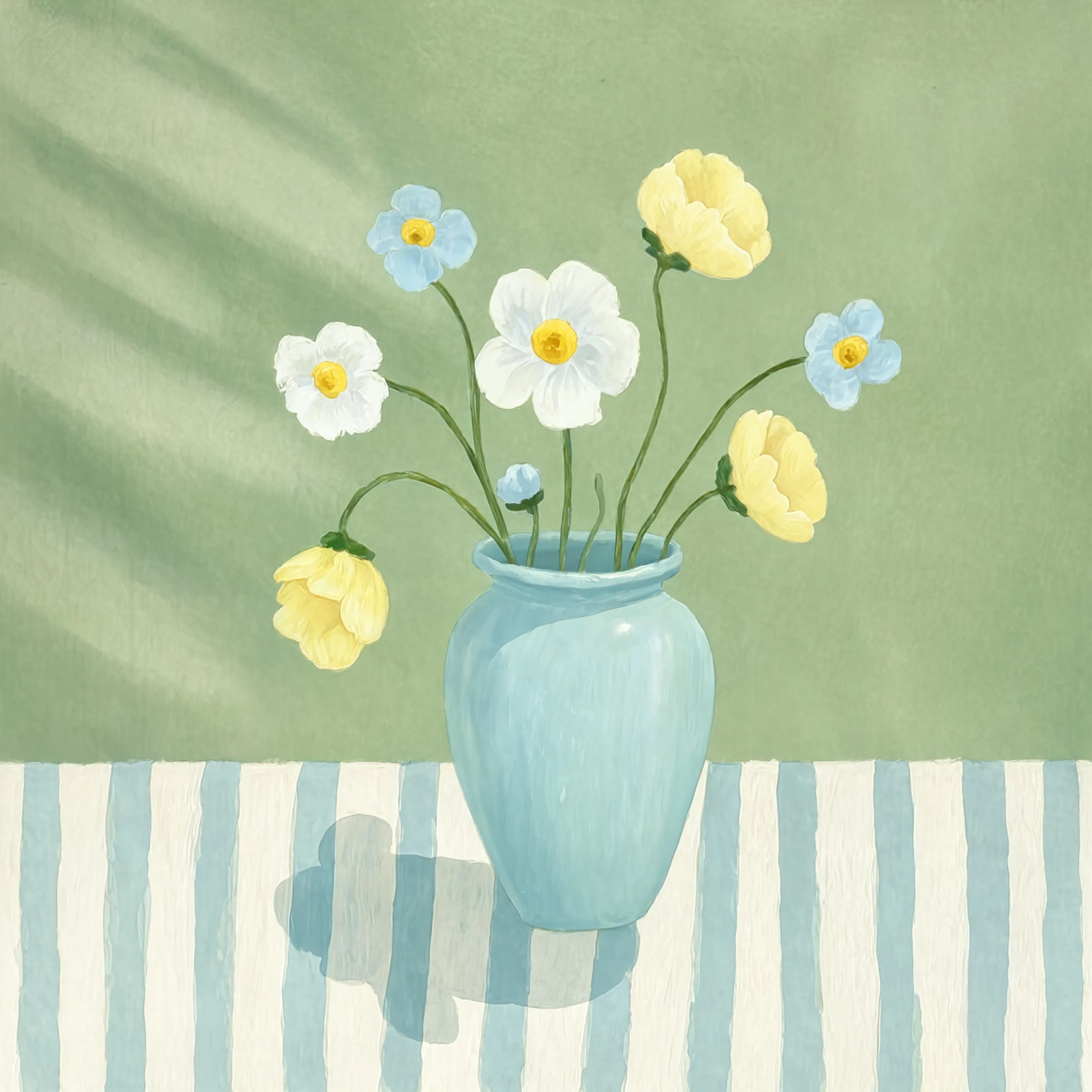 Duck Egg Blue Floral | Contemporary Botanical Wall Art