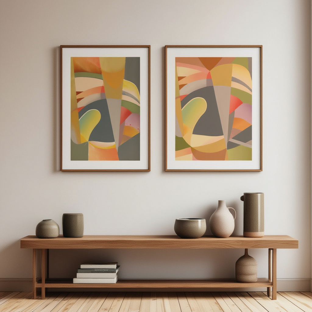 Color Cascade – Set of 2 Colorful Geometric Art Prints