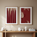 Set of 2 Red Petals – Minimalist Botanical Wall Art Prints