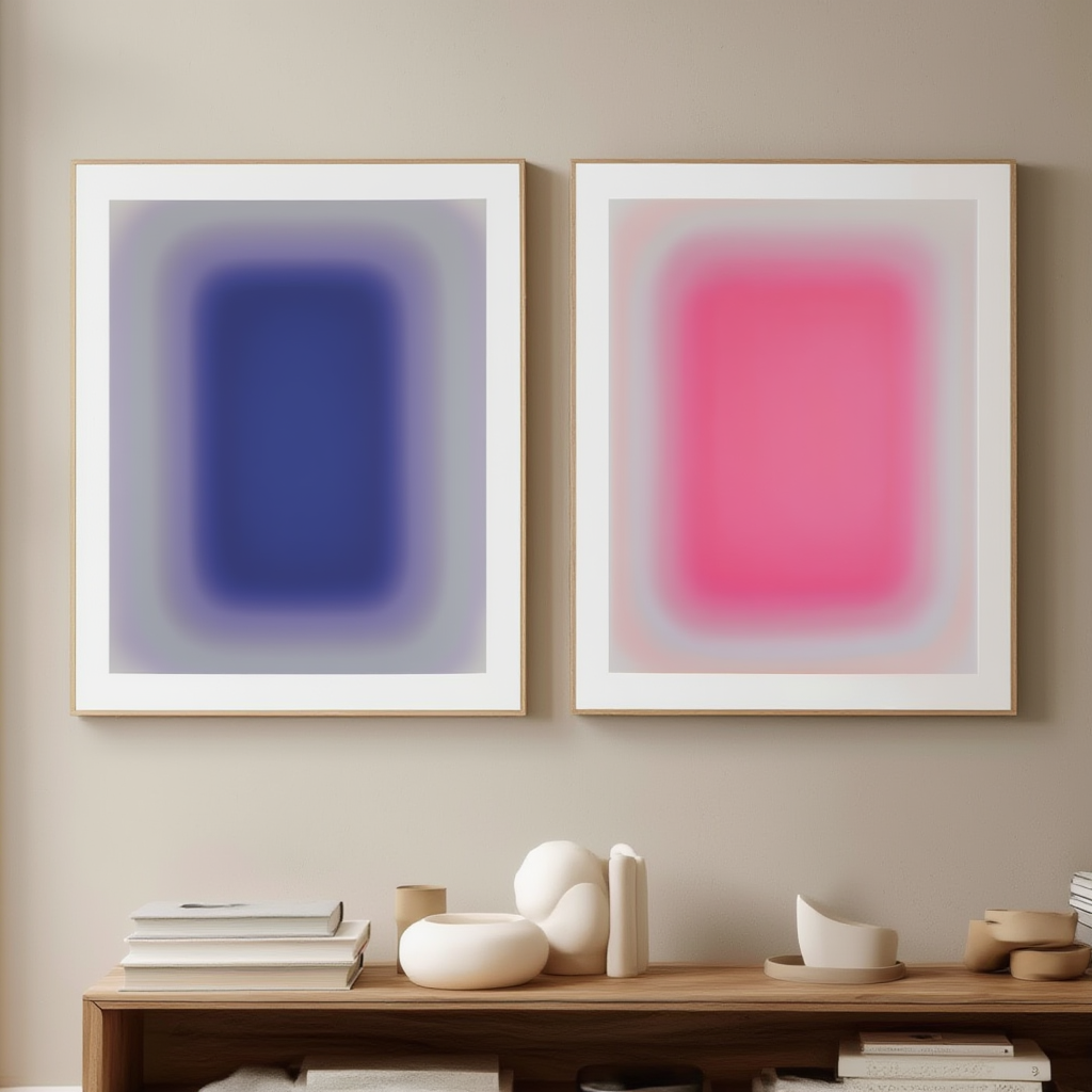 Set of 2 “Chromatic Convergence” Prints – Contemporary Abstract Wall Art - Hakyarts
