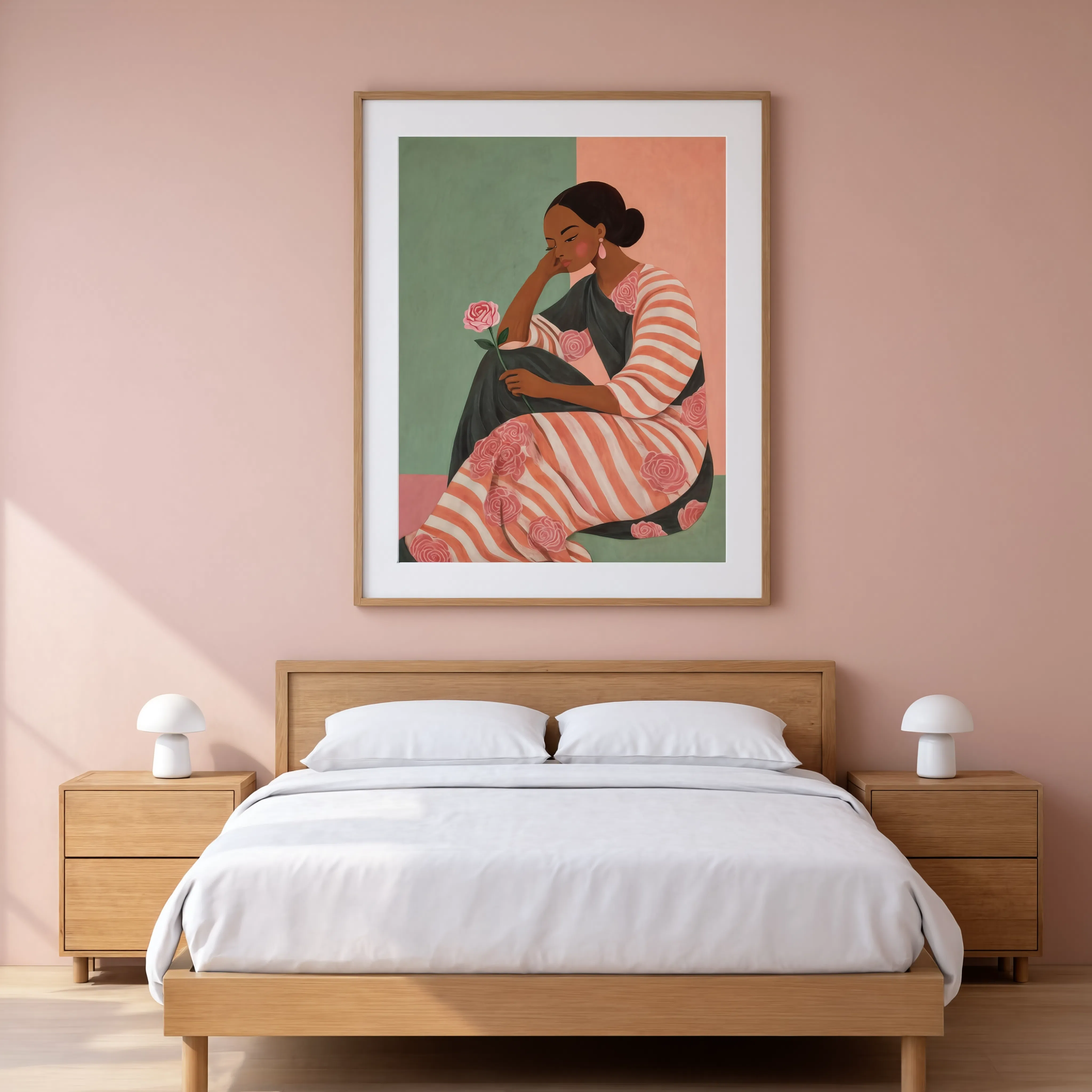 Apricot Rose Muse | Contemporary Floral Wall Art Print