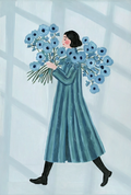 Dusty Blue Poppy Print | Contemporary Botanical Floral Wall Art