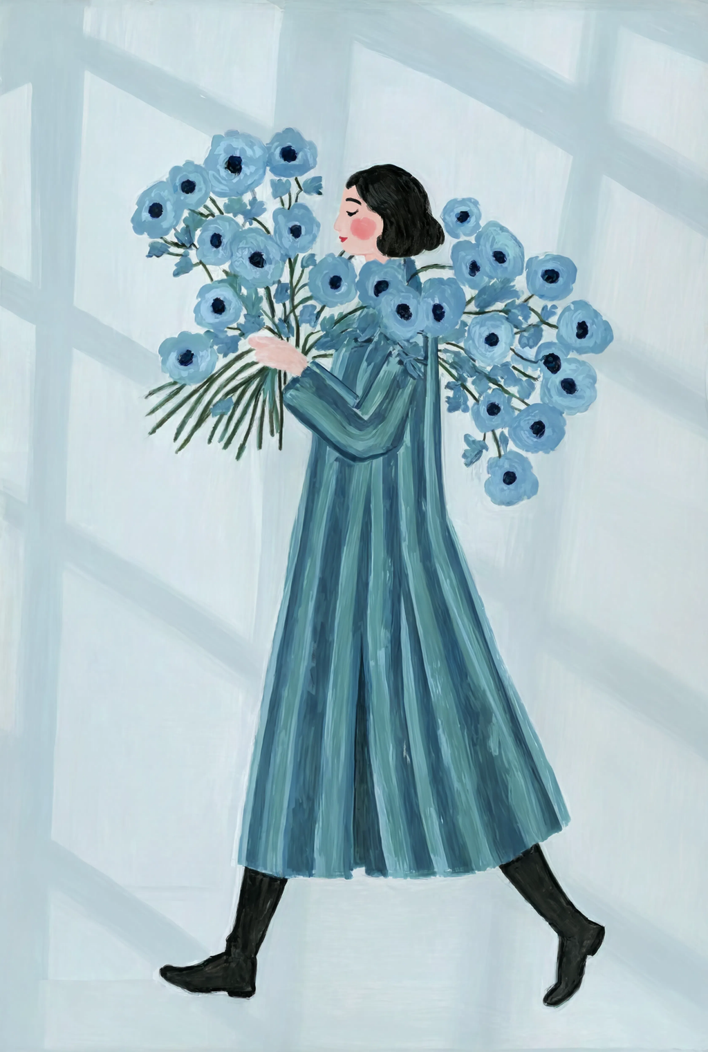 Set of 2 Wall Art Prints | Dusty Blue Poppy & Urania by Wenzel Jamnitzer
