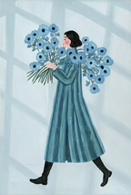 Set of 2 Wall Art Prints | Dusty Blue Poppy & Urania by Wenzel Jamnitzer