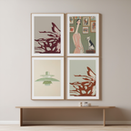 Set of 4 Chromatic Whirl, Domestic Harmony & Luminous Dreams Art Prints – Contemporary Abstract Wall Art - Hakyarts