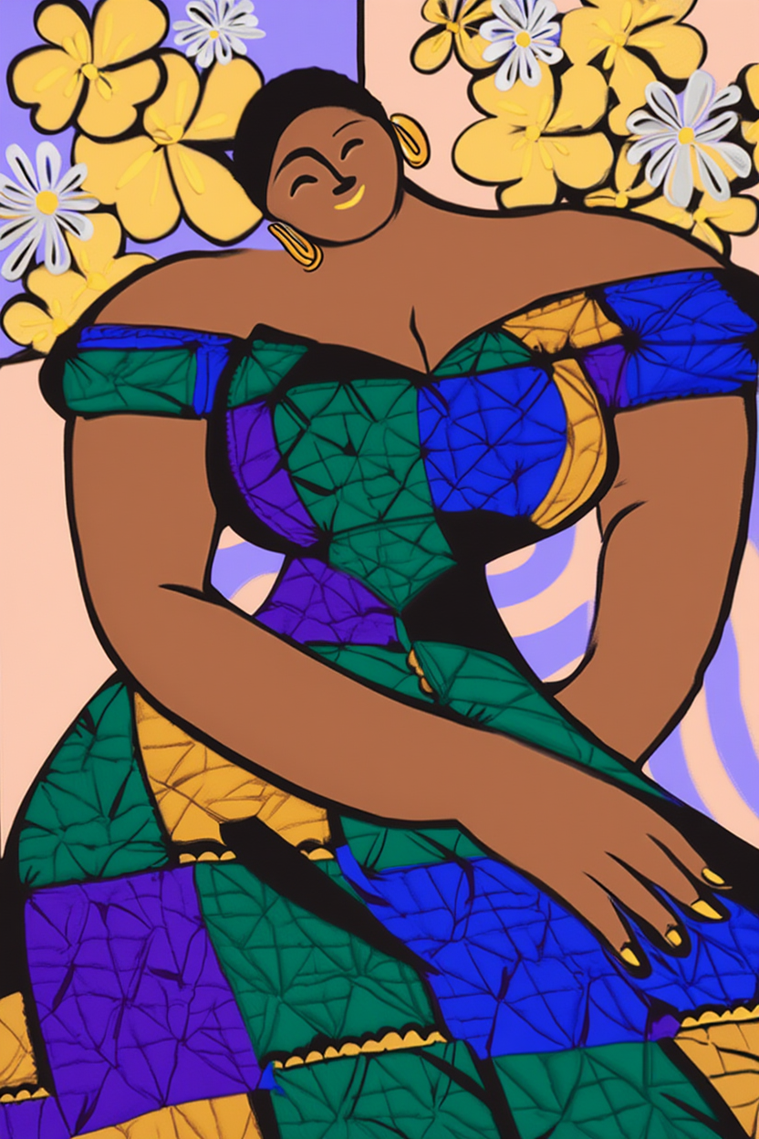 Gorgeous Black Woman – Folk Art Illustration Print