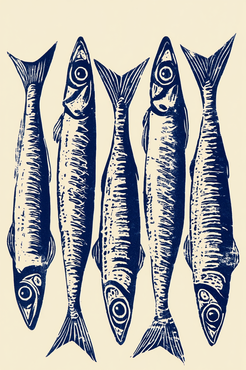 Blue Sardine – Minimalist Wall Art Print