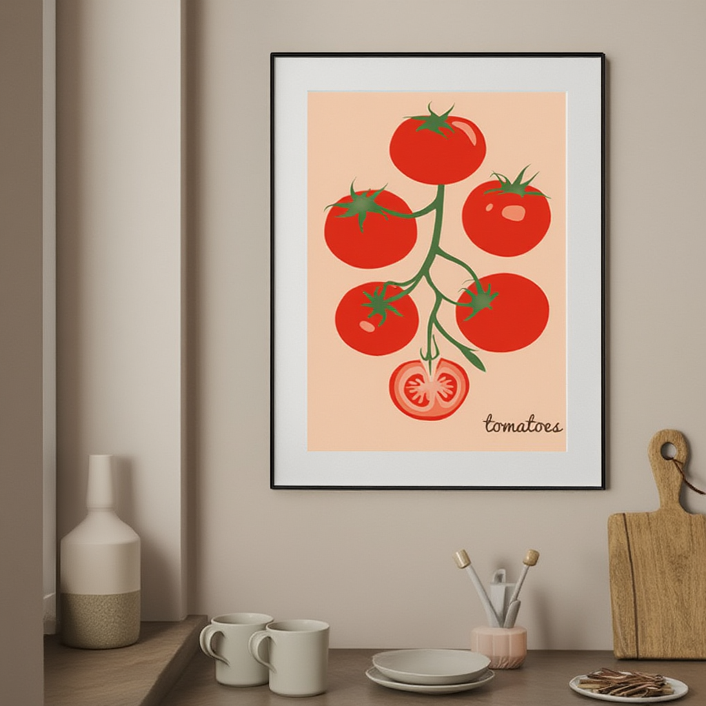 Tomato Study No.01 – Minimalist Kitchen Wall Art Print