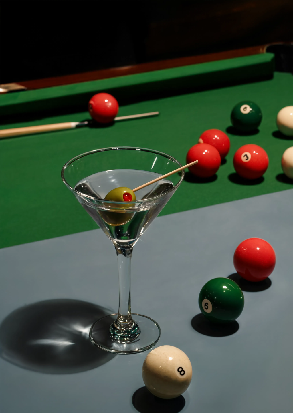 Emerald-Coral Billiard Still Life | Contemporary Game Room Art Print