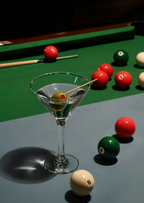Emerald-Coral Billiard Still Life | Contemporary Game Room Art Print
